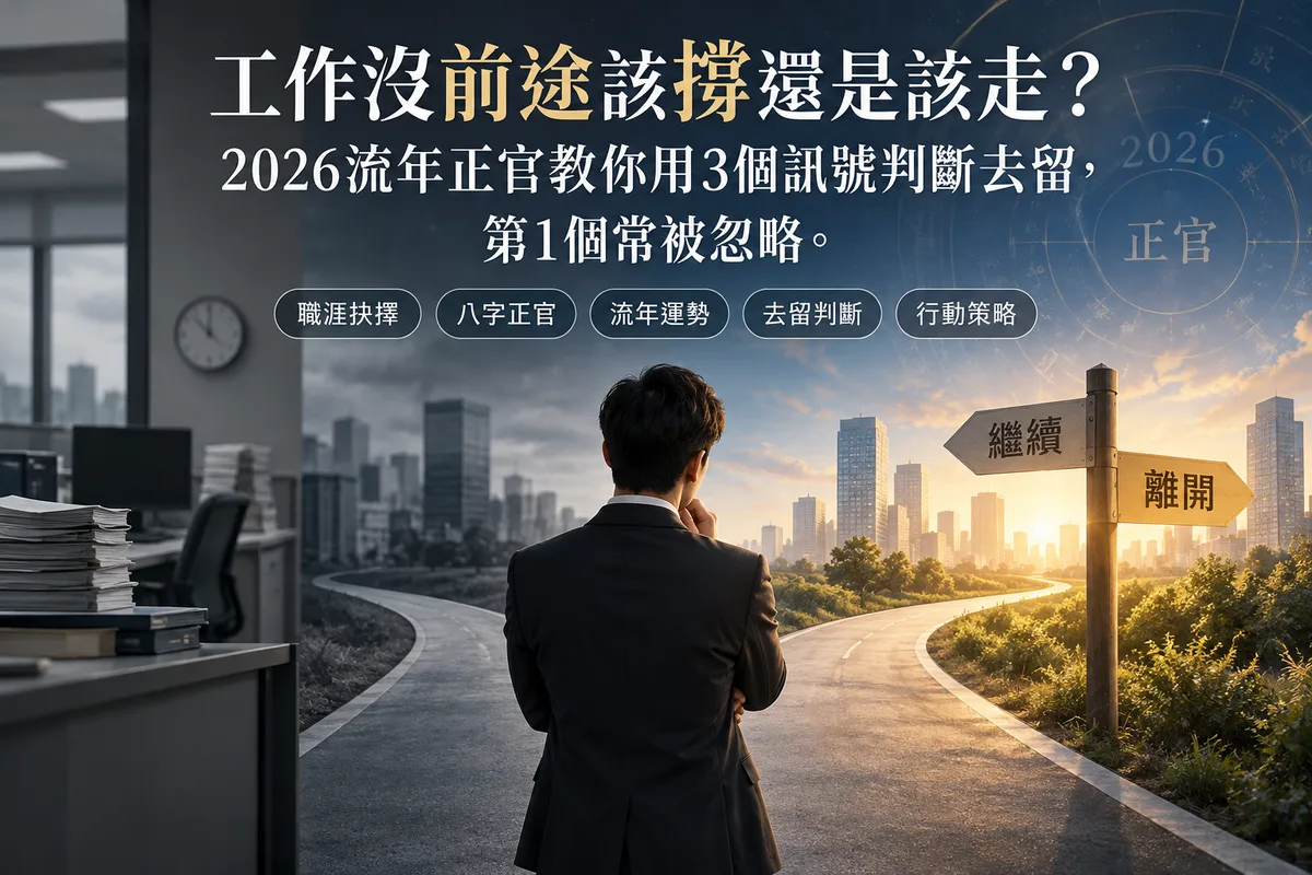 工作沒前途該撐還是該走？2026流年正官教你用3個訊號判斷去留，第1個常被忽略