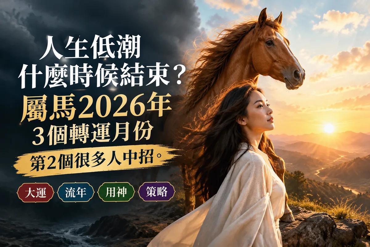 人生低潮什麼時候結束？屬馬2026年3個轉運月份，第2個很多人中招