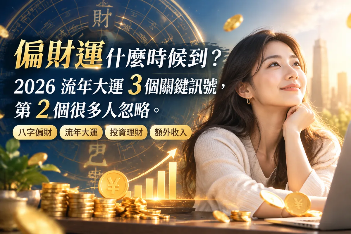 偏財運什麼時候到？2026 流年大運 3 個關鍵訊號，第 2 個很多人忽略