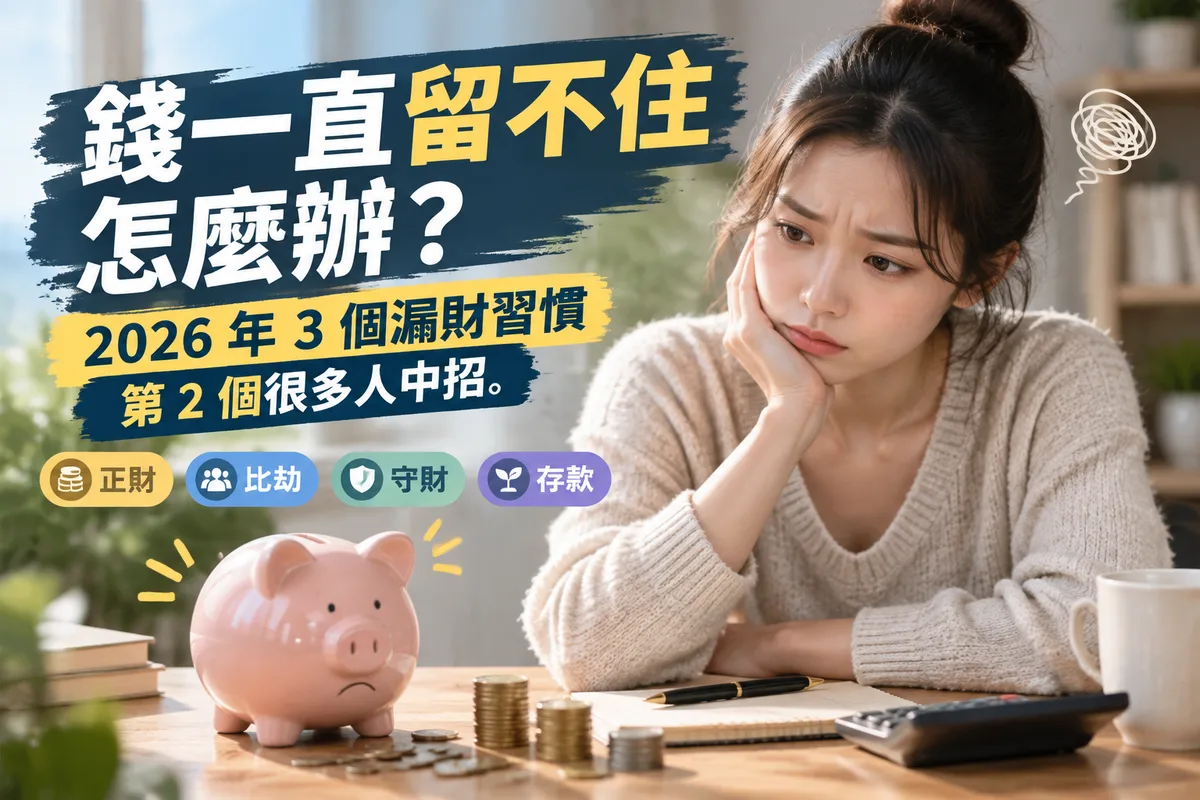 錢一直留不住怎麼辦？2026 年 3 個漏財習慣，第 2 個很多人中招