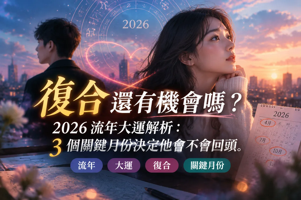 復合還有機會嗎？2026 流年大運解析：3 個關鍵月份決定他會不會回頭