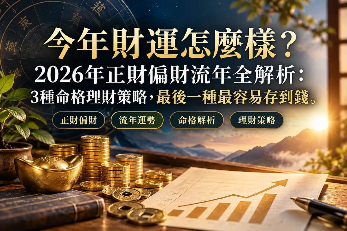 今年財運怎麼樣？2026年正財偏財流年全解析：3種命格理財策略，最後一種最容易存到錢
