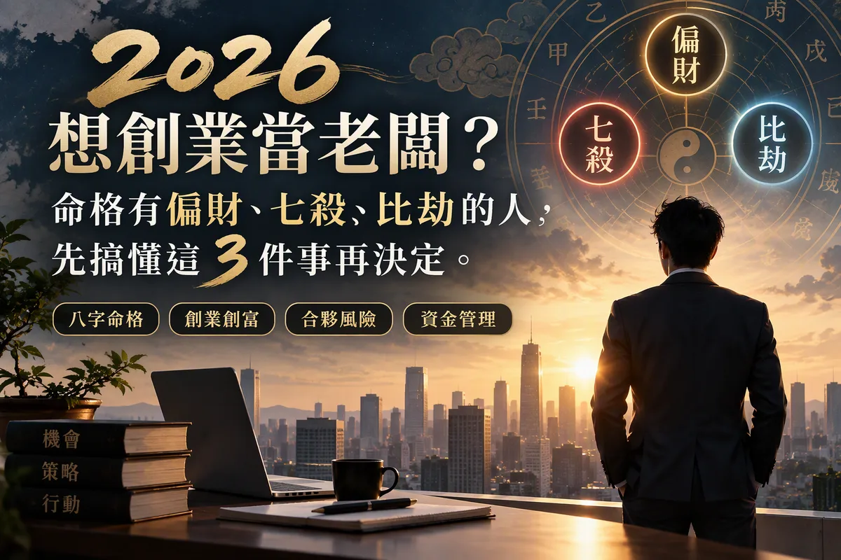 2026 想創業當老闆？命格有偏財、七殺、比劫的人，先搞懂這 3 件事再決定