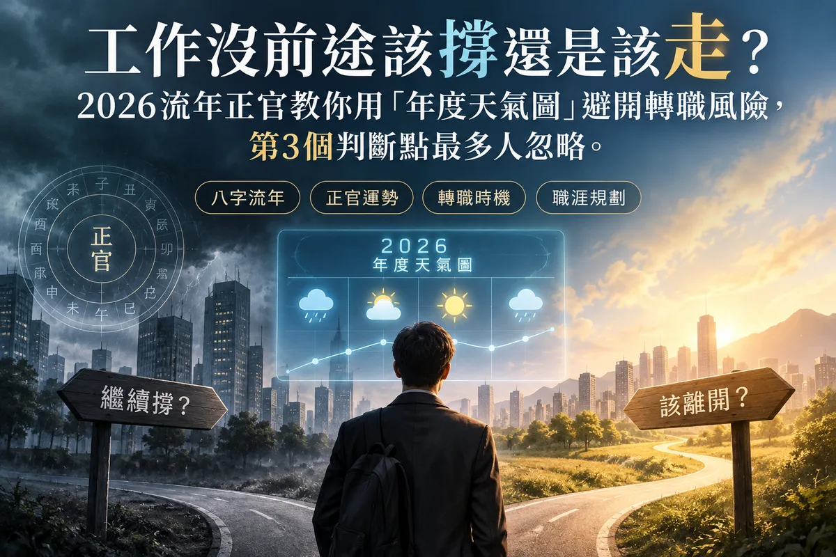 工作沒前途該撐還是該走?2026流年正官教你用「年度天氣圖」避開轉職風險,第3個判斷點最多人忽略