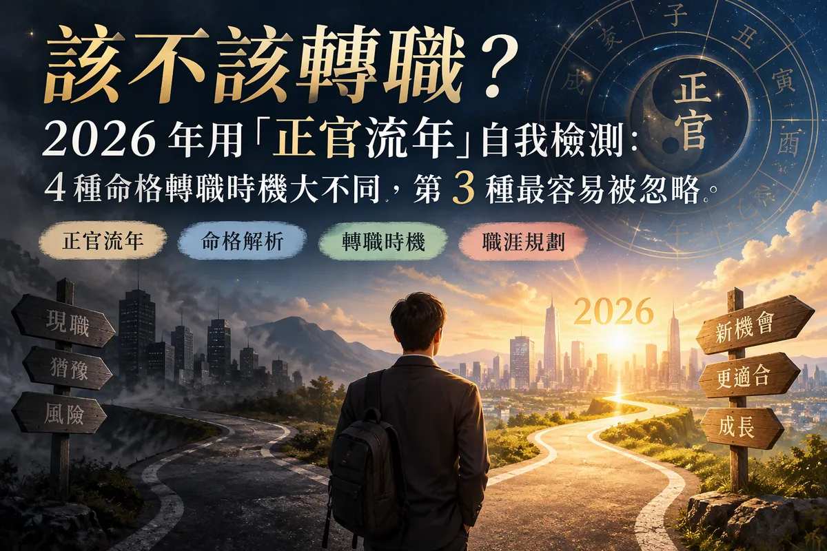 該不該轉職？2026 年用「正官流年」自我檢測：4 種命格轉職時機大不同，第 3 種最容易被忽略