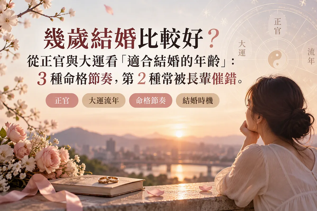幾歲結婚比較好？從正官與大運看「適合結婚的年齡」：3 種命格節奏，第 2 種常被長輩催錯